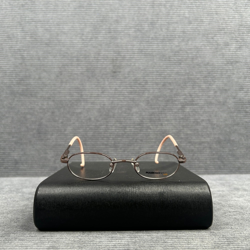 Marchon NYC Avery 664 Kids Eyeglasses Brown Pink Oval 40-18-135 Cable Temp